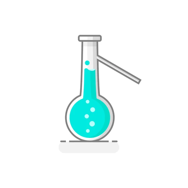 Scientific Distillation Flask Bottom Chemical Liquid Laboratory Glassware Icon Flat — Stock Vector