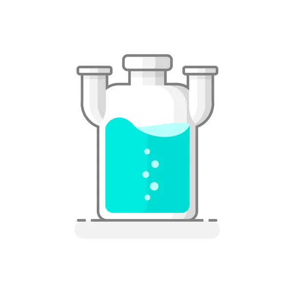 Наукова Пляшка Вовка Хімічною Рідиною Лабораторна Скляна Ікона Концепція Плоского — стоковий вектор