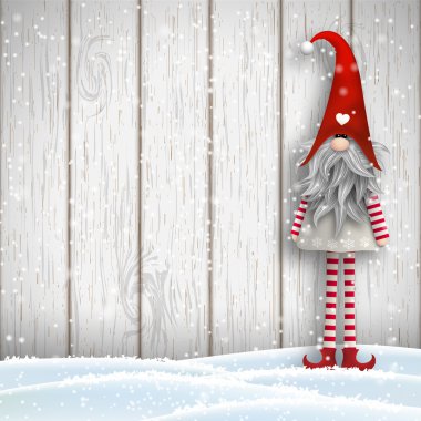 İskandinav Noel geleneksel gnome, lokma, illüstrasyon