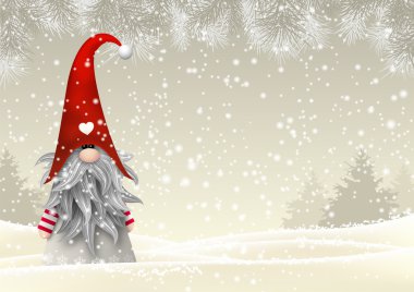 İskandinav Noel geleneksel gnome, lokma, illüstrasyon