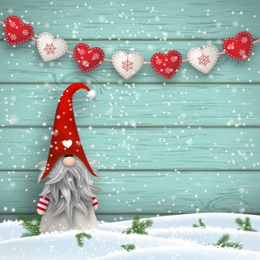 İskandinav Noel geleneksel gnome, lokma, illüstrasyon