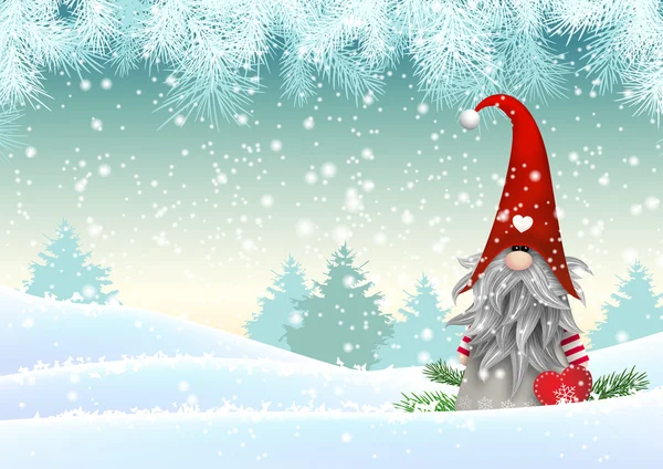 Scandinavian christmas traditional gnome, Tomte, illustration — Stock Vector