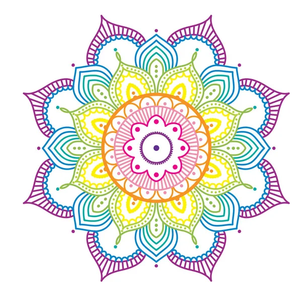 Mandala coloré arc-en-ciel sur fond rose, illustration — Image vectorielle