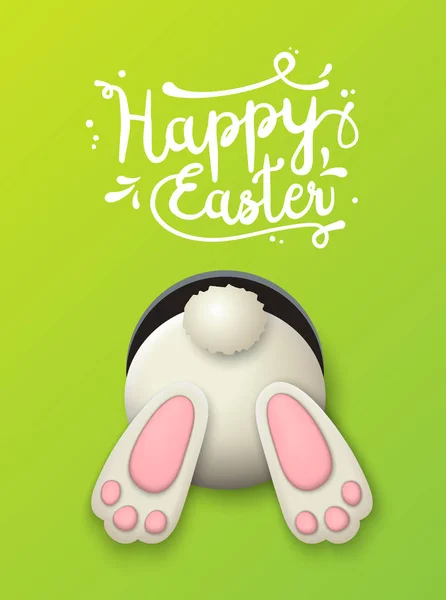 Motivo de Pascua, fondo de conejo sobre fondo verde, ilustración — Vector de stock