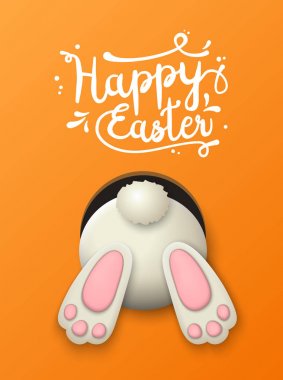 Paskalya sebep, turuncu arka plan, resimde altta bunny