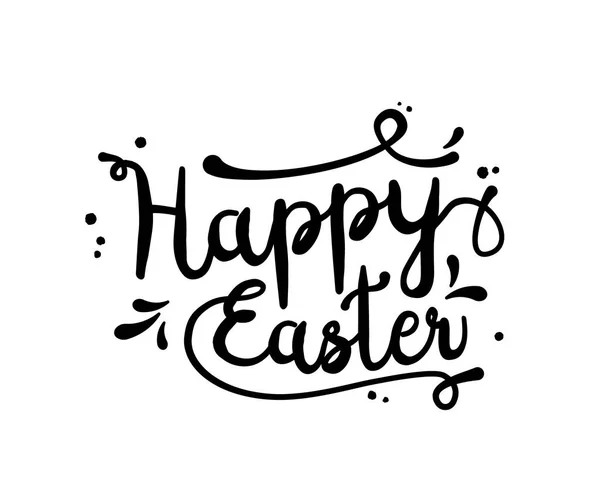Texto Feliz Pascua, negro, aislado en blanco, ilustración — Vector de stock