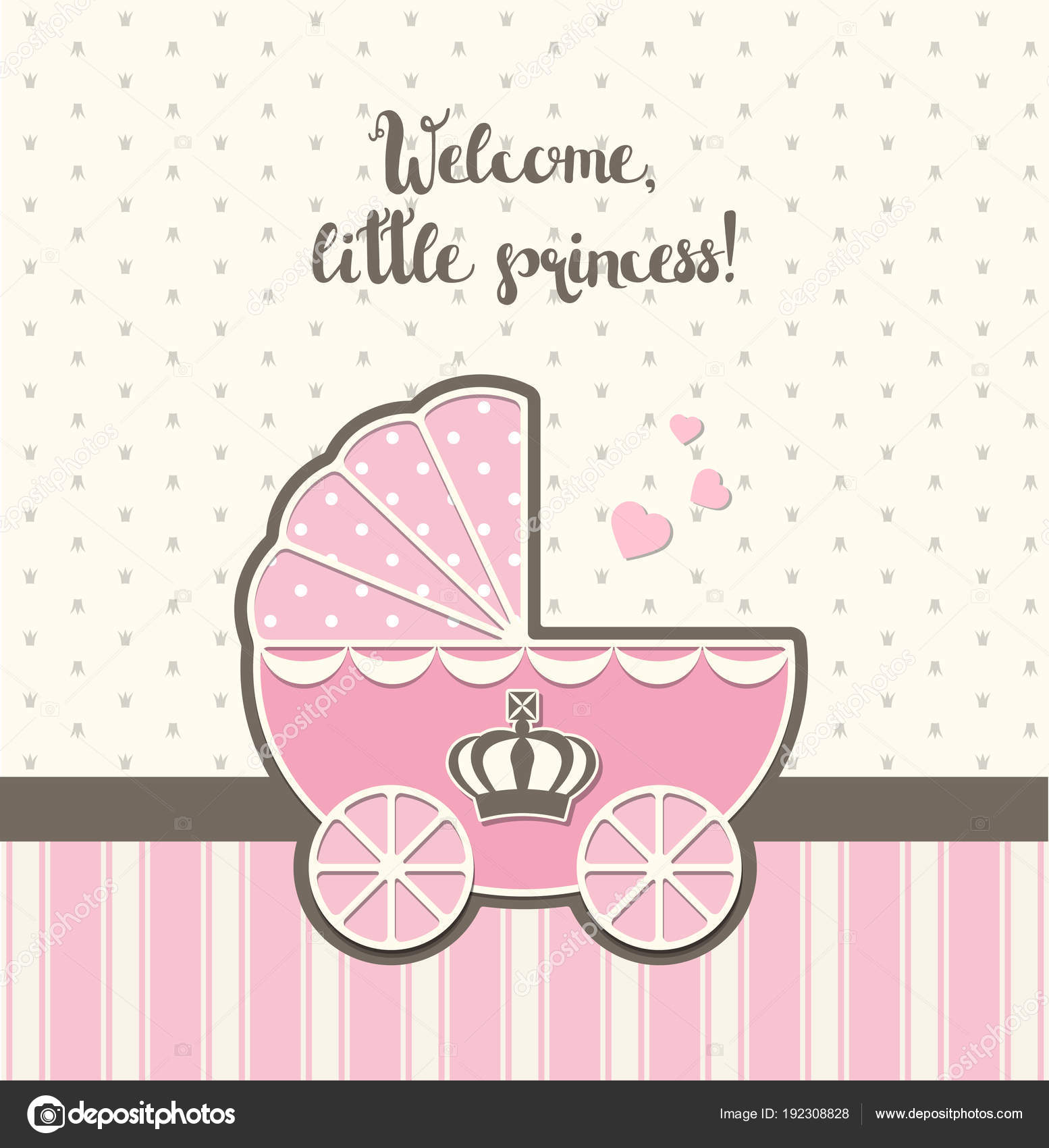 Baby Shower Pink Vintage Stroller With Royal Crown Illustration Vector Image By C Anikakodydkova Vector Stock