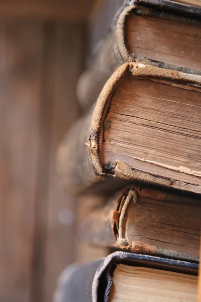 Raf, yumuşak odak eski kitaplar — Stok fotoğraf