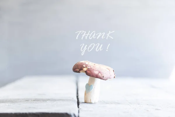 Obrigado, letras e cogumelos — Fotografia de Stock