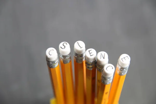 Ciência, inscrição sobre lápis — Fotografia de Stock