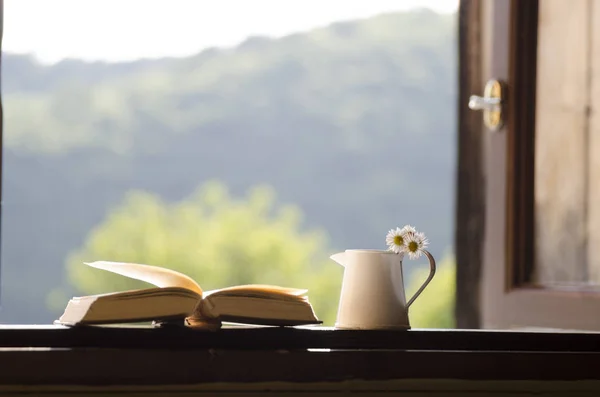 Ventana abierta - Foto borrosa - Naturaleza o Educación fondo . — Foto de Stock