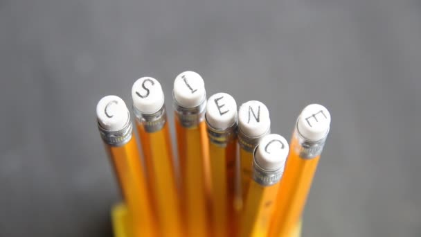 Science word, inscription on pencil — Stock Video