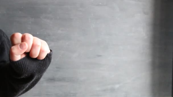 Young man hand victory sign — Stock Video