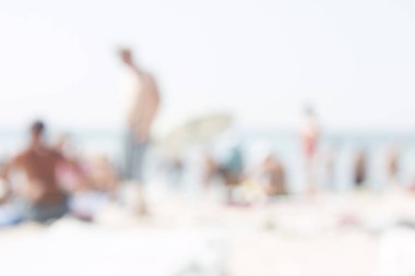 Yaz tatili, tatil kavramı. Turist Beach, bulanık fotoğraf.