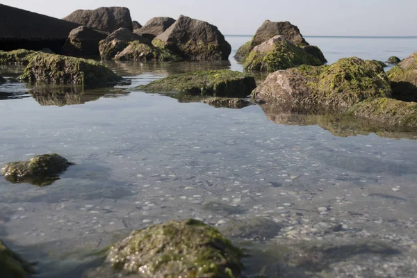 Denizin kenarında kayalık sahil