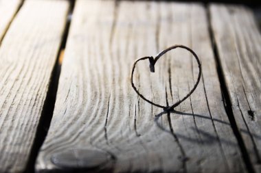 Sevgililer kalp - aşk veya düğün vintage kartı