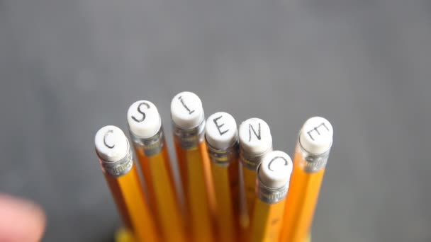 Science, inscription on pencil — Stock Video