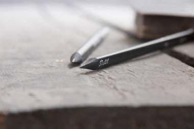 çalışma fikri, kalem ve kitap üzerinde yazıt