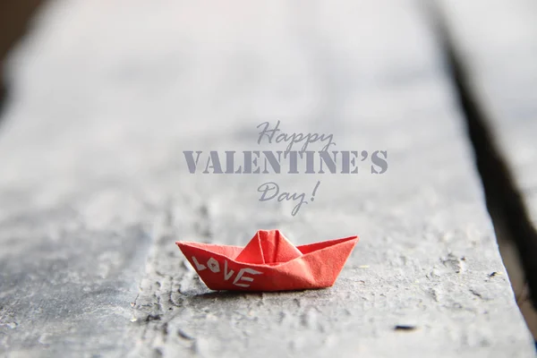 幸せなバレンタインデーの創造的なカード。背景のぼかした写真. — ストック写真