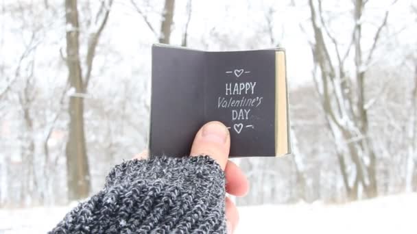 Happy Valentines day idea - retro book with inscription. — Stock Video