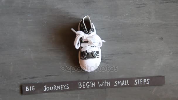 Big journeys begin with small steps, vintage style — Stock Video