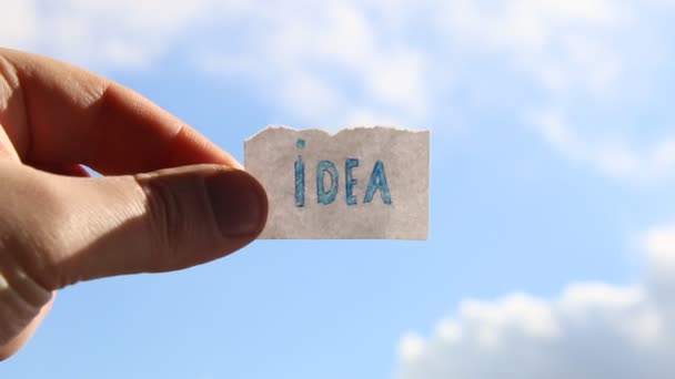 Idea, etiqueta con inscripción — Vídeos de Stock