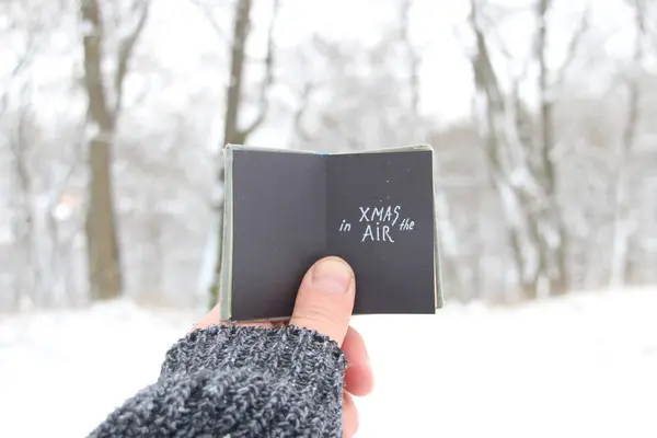 Navidad en el libro aéreo con texto — Foto de Stock