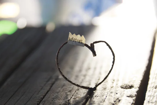 Wedding idea - inscription and heart — Stock Photo, Image