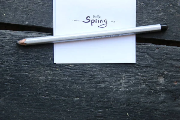 Hello Spring Inscription Piece Paper Vintage Style — Stock Photo, Image