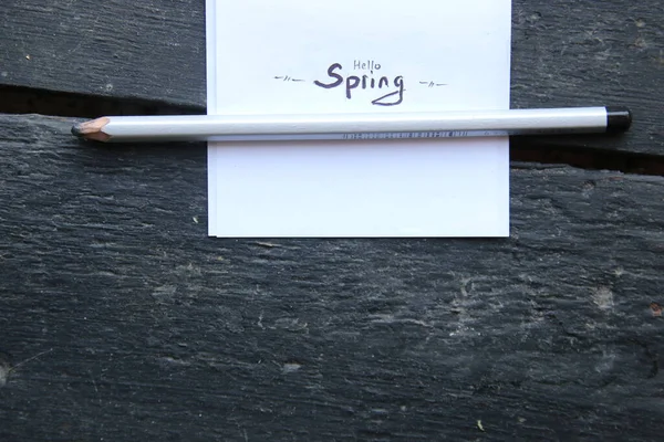 Wiosenny Napis Kartce Papieru Styl Vintage — Zdjęcie stockowe