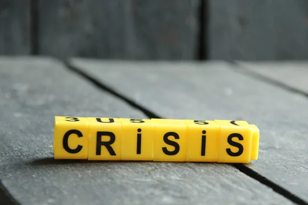 Crisis Concept Word Made Yellow Cubes Vintage Background — Stock Photo, Image