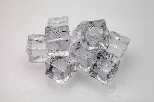 Ice Cubes Gray Background Macro — Stockfoto