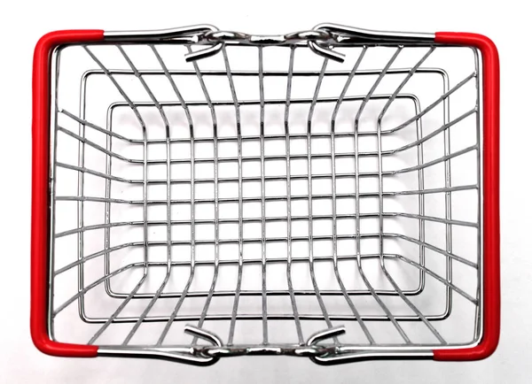 Supermarket Basket White Background Isolate Macro — 스톡 사진