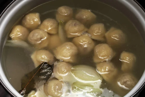 Dumplings Cooked Pan Gas Stove — 스톡 사진