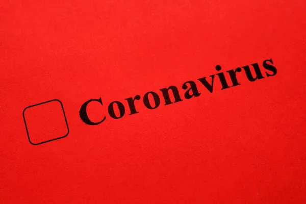 Coronavirus Caixa Seleção Com Uma Marca Papel Vermelho Conceito Lista — Fotografia de Stock