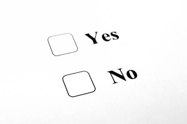 Hücreleri olan belgeler, evet ve hayır, yakın çekim. Yumuşak odak.