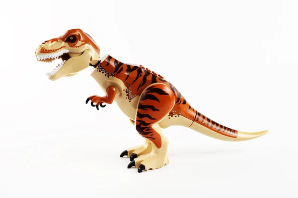 Toy Dinosaur Constructor Tyrannosaurus White Background Isolate — Stock Photo, Image