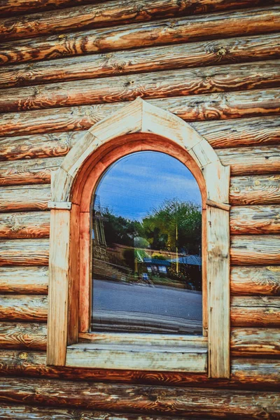Окно Деревянном Старом Доме Тонированное — стоковое фото