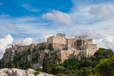  Acropolis Atina, Yunanistan bulutlu toplayan güzel panoramik manzaralı