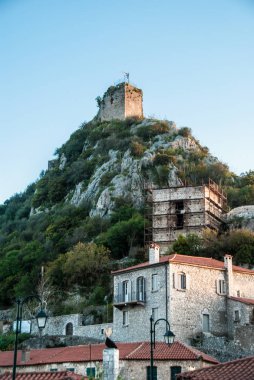 Karytaina'nın Kalesi Arcadia, Yunanistan. 13. yüzyılda Frenk işgali sırasında kale inşa edildi 