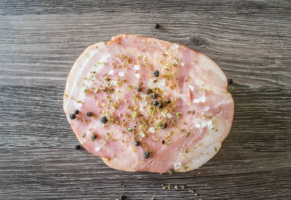 Piece Raw Pork Beacon Various Spices — Stock Photo, Image