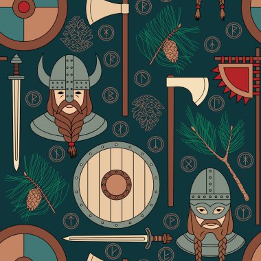 Çamın dalları ile Seamless viking modeli