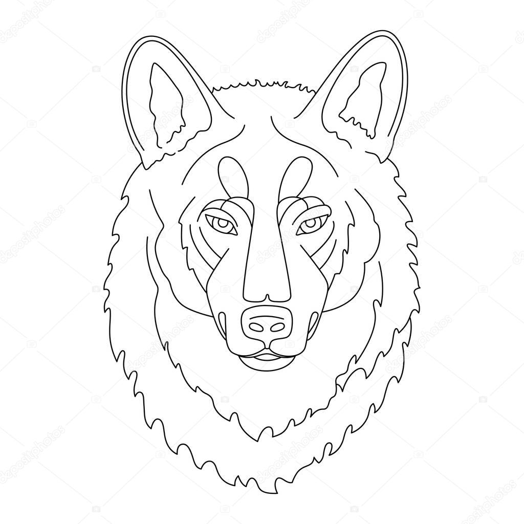 Vector line art wolf