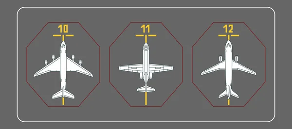 ターミナルのエプロン 3 機の飛行機 — ストックベクタ