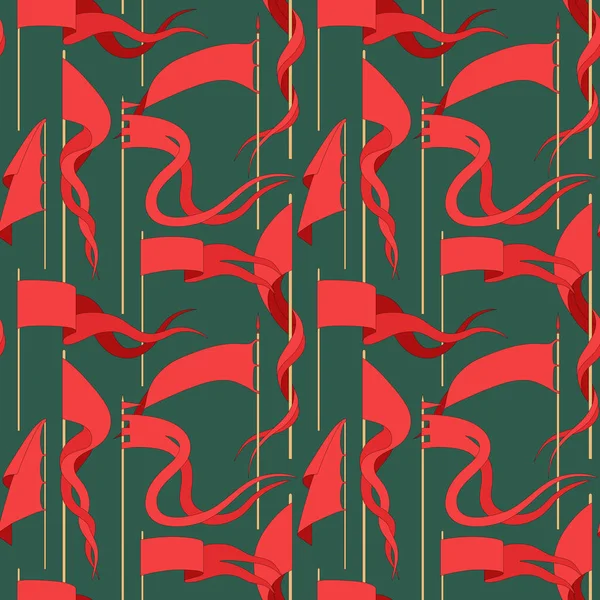 Motif sans couture avec des drapeaux rouges — Image vectorielle