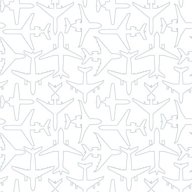 Beyaz zemin üzerinde yolcu uçaklarının ana hatları olan kusursuz bir model.