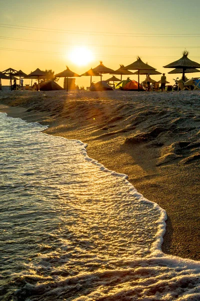 Parasols Sunset Sea — Stock Photo, Image