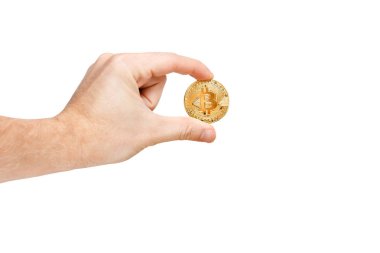Bitcoin. Bitcoin izole arka plan üzerinde el ile