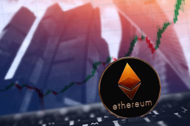 Ethereum. Arka plandaki grafiğin Ethereum ICO.