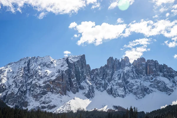 Hösten Dolomiter panorama foto, solnedgång Trentino Alto Adige bergspass, Italien — Stockfoto